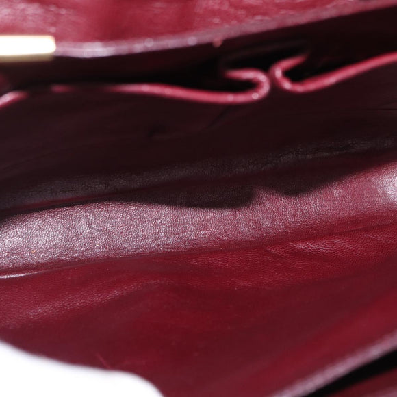 CELINE Horse Carriage Shoulder Bag Leather Bordeaux Gold Auth 156289