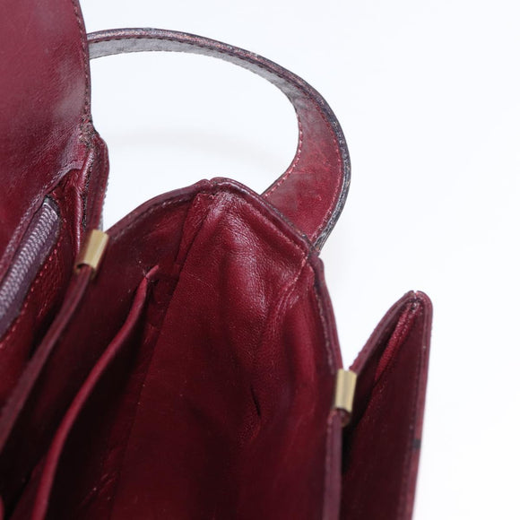 CELINE Horse Carriage Shoulder Bag Leather Bordeaux Gold Auth 156289