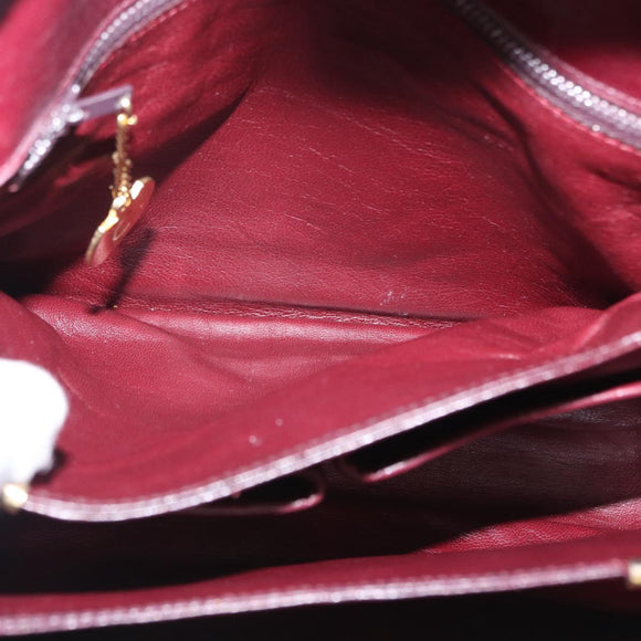 CELINE Horse Carriage Shoulder Bag Leather Bordeaux Gold Auth 156289