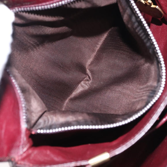 CELINE Horse Carriage Shoulder Bag Leather Bordeaux Gold Auth 156289