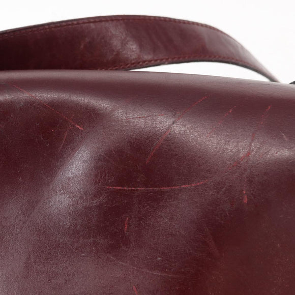 CELINE Horse Carriage Shoulder Bag Leather Bordeaux Gold Auth 156289