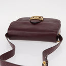 CELINE Horse Carriage Shoulder Bag Leather Bordeaux Gold Auth 156289-7