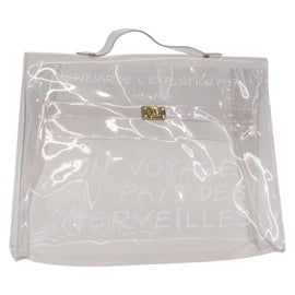 HERMES Vinyl Kelly Hand Bag Clear Auth 156293