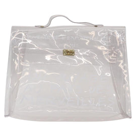 HERMES Vinyl Kelly Hand Bag Clear Auth 156293 - 0