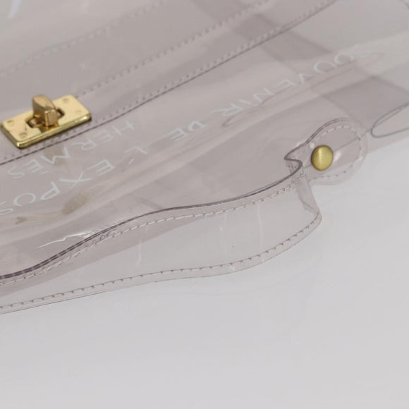 HERMES Vinyl Kelly Hand Bag Clear Auth 156293