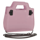 Salvatore Ferragamo Chain Gancini Shoulder Pouch Enamel 2way Pink Auth 156294V-1