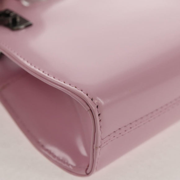 Salvatore Ferragamo Chain Gancini Shoulder Pouch Enamel 2way Pink Auth 156294V