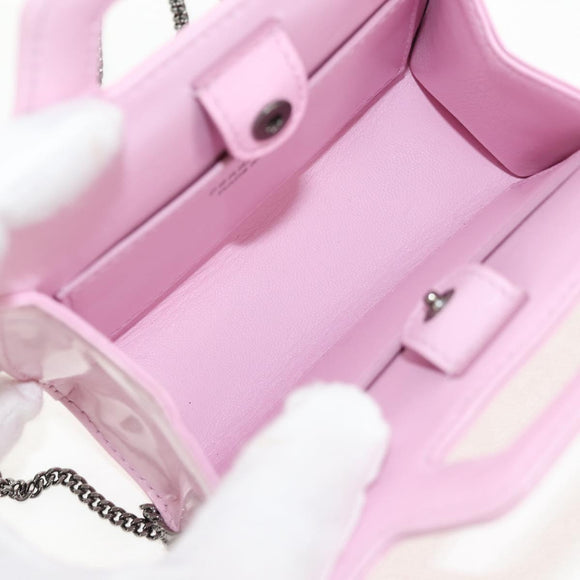 Salvatore Ferragamo Chain Gancini Shoulder Pouch Enamel 2way Pink Auth 156294V