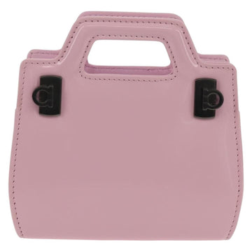 Salvatore Ferragamo Chain Gancini Shoulder Pouch Enamel 2way Pink Auth 156294V - 0