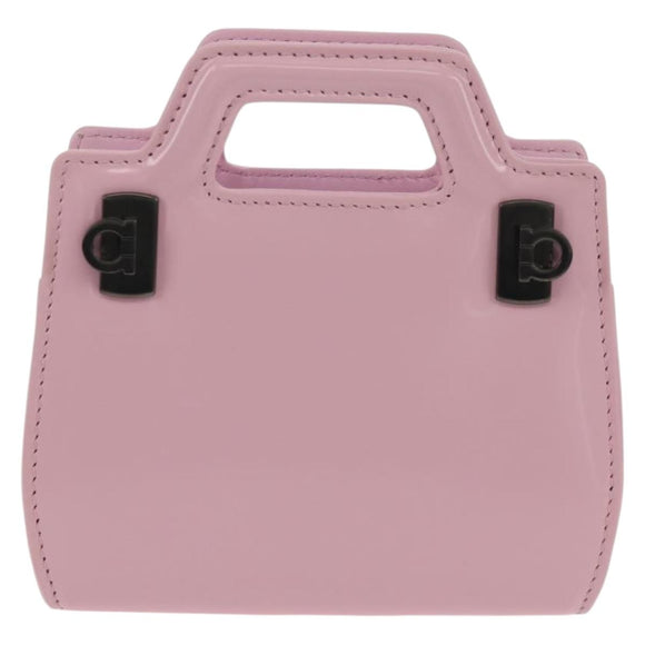 Salvatore Ferragamo Chain Gancini Shoulder Pouch Enamel 2way Pink Auth 156294V