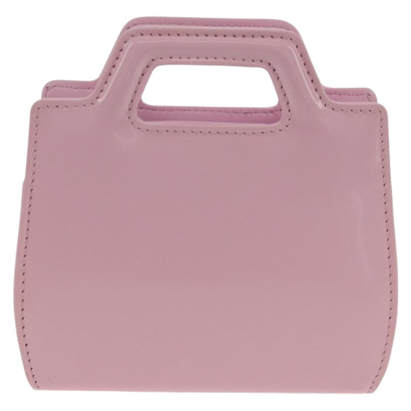 Salvatore Ferragamo Chain Gancini Shoulder Pouch Enamel 2way Pink Auth 156294V