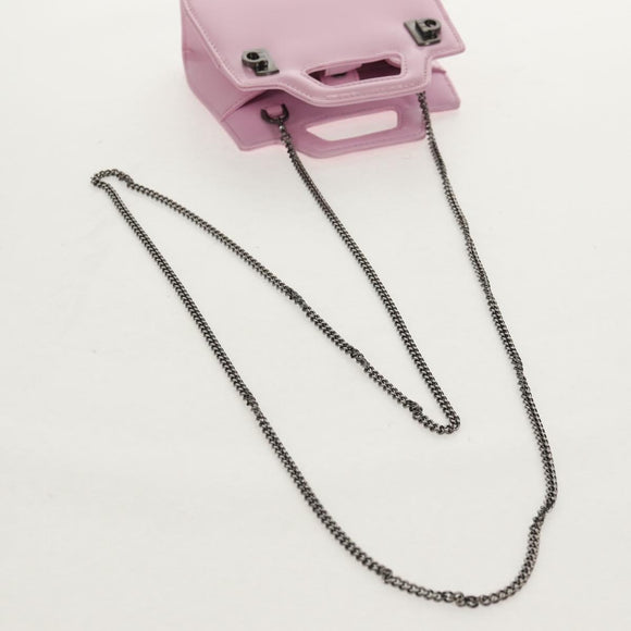 Salvatore Ferragamo Chain Gancini Shoulder Pouch Enamel 2way Pink Auth 156294V