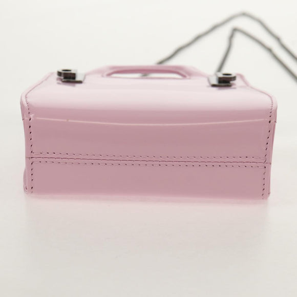 Salvatore Ferragamo Chain Gancini Shoulder Pouch Enamel 2way Pink Auth 156294V