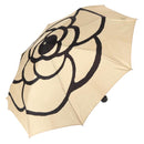 CHANEL Camelia Folding Umbrella Polyester Gold CC Auth 156295-1