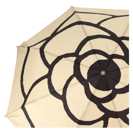 CHANEL Camelia Folding Umbrella Polyester Gold CC Auth 156295 - 0
