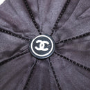 CHANEL Camelia Folding Umbrella Polyester Gold CC Auth 156295-6