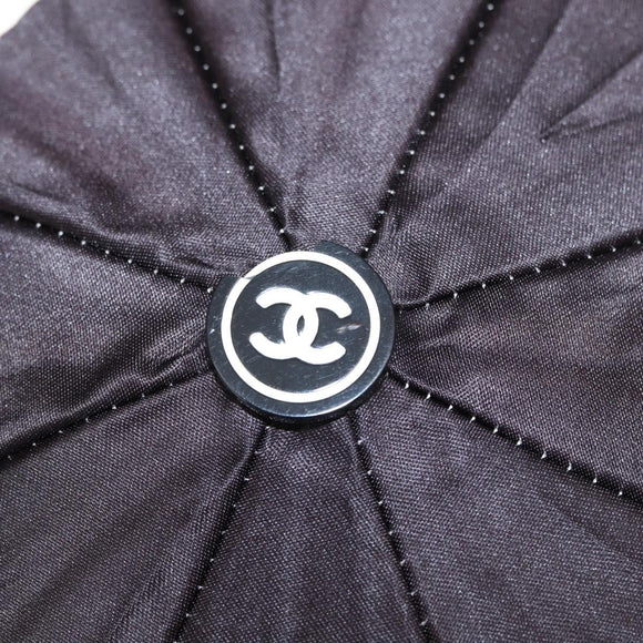 CHANEL Camelia Folding Umbrella Polyester Gold CC Auth 156295