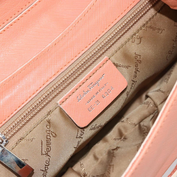 Salvatore Ferragamo Shoulder Bag Leather Pink Silver Auth 156320