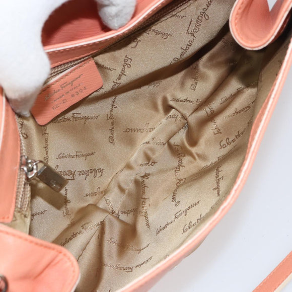 Salvatore Ferragamo Shoulder Bag Leather Pink Silver Auth 156320