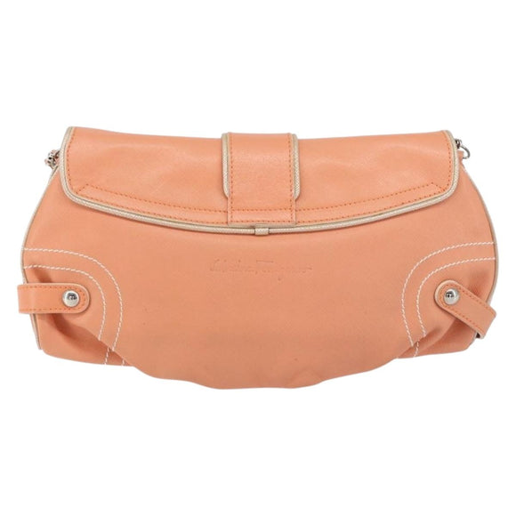 Salvatore Ferragamo Shoulder Bag Leather Pink Silver Auth 156320