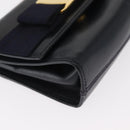 Salvatore Ferragamo Shoulder Bag Leather Navy Gold Auth 156321-14