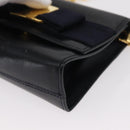 Salvatore Ferragamo Shoulder Bag Leather Navy Gold Auth 156321-15