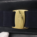 Salvatore Ferragamo Shoulder Bag Leather Navy Gold Auth 156321-18