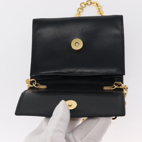 Salvatore Ferragamo Shoulder Bag Leather Navy Gold Auth 156321