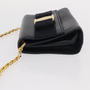 Salvatore Ferragamo Shoulder Bag Leather Navy Gold Auth 156321-4