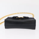 Salvatore Ferragamo Shoulder Bag Leather Navy Gold Auth 156321-5