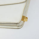 CELINE Shoulder Bag Leather White Gold Auth 156322-9