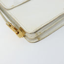 CELINE Shoulder Bag Leather White Gold Auth 156322-14