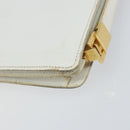 CELINE Shoulder Bag Leather White Gold Auth 156322-15