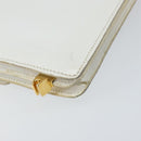CELINE Shoulder Bag Leather White Gold Auth 156322-16