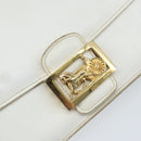 CELINE Shoulder Bag Leather White Gold Auth 156322-17