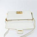 CELINE Shoulder Bag Leather White Gold Auth 156322-11
