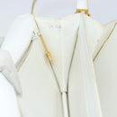 CELINE Shoulder Bag Leather White Gold Auth 156322-19