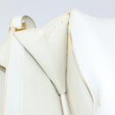 CELINE Shoulder Bag Leather White Gold Auth 156322-20