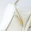 CELINE Shoulder Bag Leather White Gold Auth 156322-21