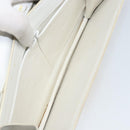 CELINE Shoulder Bag Leather White Gold Auth 156322-23