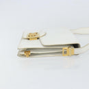 CELINE Shoulder Bag Leather White Gold Auth 156322-3