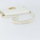 CELINE Shoulder Bag Leather White Gold Auth 156322-7