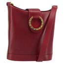 TIFFANY&Co. Shoulder Bag Leather Red Gold Auth 156323-1
