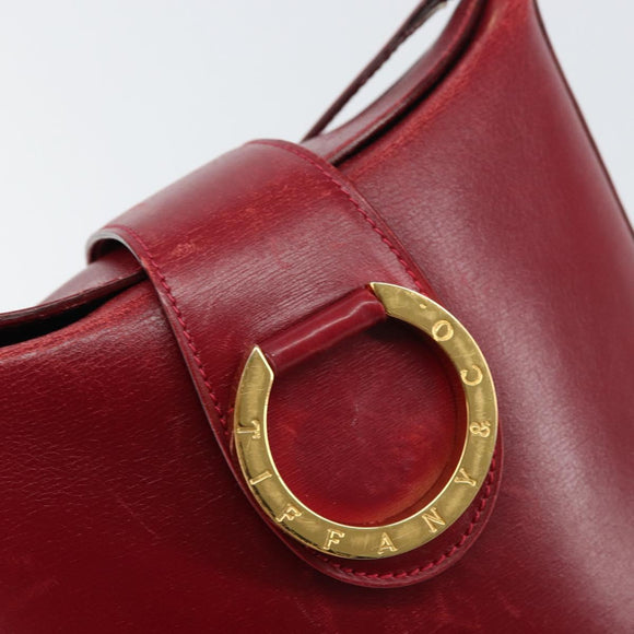 TIFFANY&Co. Shoulder Bag Leather Red Gold Auth 156323