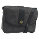 Christian Dior Honeycomb Canvas Shoulder Bag PVC Black Gold Auth 156324-1