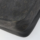 Christian Dior Honeycomb Canvas Shoulder Bag PVC Black Gold Auth 156324-15