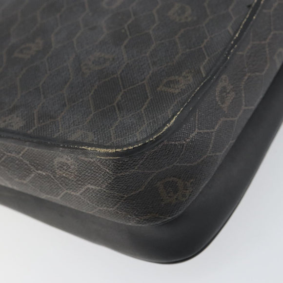 Christian Dior Honeycomb Canvas Shoulder Bag PVC Black Gold Auth 156324