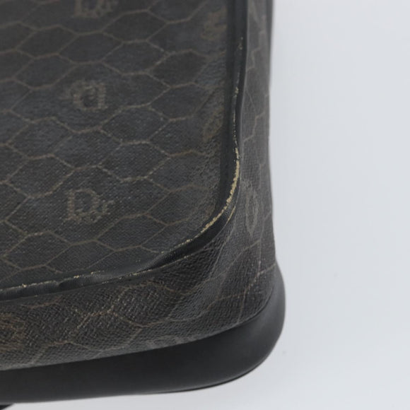 Christian Dior Honeycomb Canvas Shoulder Bag PVC Black Gold Auth 156324
