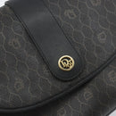 Christian Dior Honeycomb Canvas Shoulder Bag PVC Black Gold Auth 156324-17