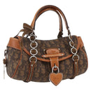 Christian Dior Romantic Trotter Canvas Hand Bag PVC Brown Silver Auth 156325A-1